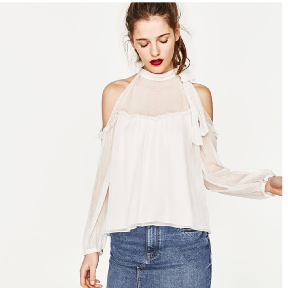 NWT Zara Trafaluc Open Shoulder Top